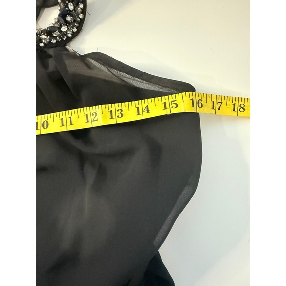 Vince Camuto Embellished Halter Jumpsuit Womens Black Excellent Formal Mesh Neck - Picture 8 of 13